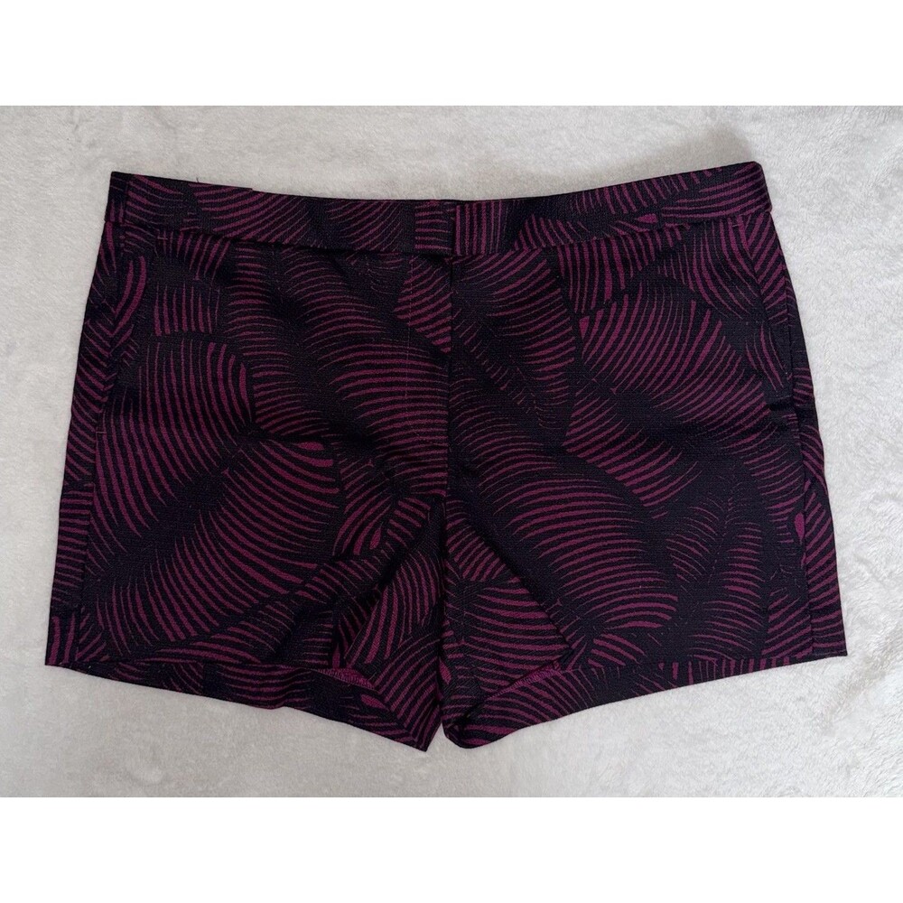 Ann Taylor Devin City Shorts NWT Size 14 Purple Black Tropical Palm Leaf Print